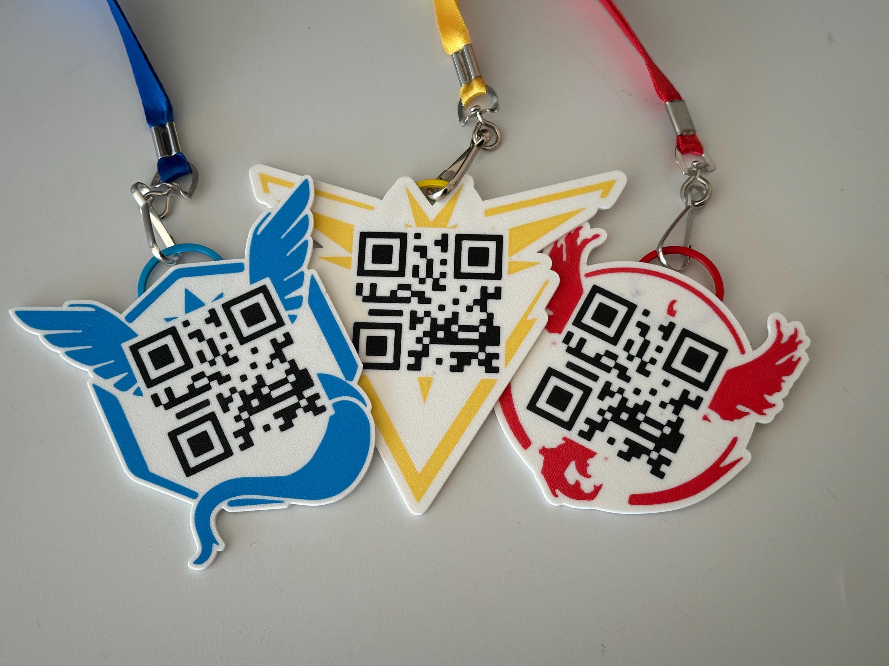 Pokémon GO Trainer Code Badge and Team Lanyard - Custom 3D Printed QR Badge & Team-Themed Lanyard - Necklace - Pokemon - Keychain - Friend