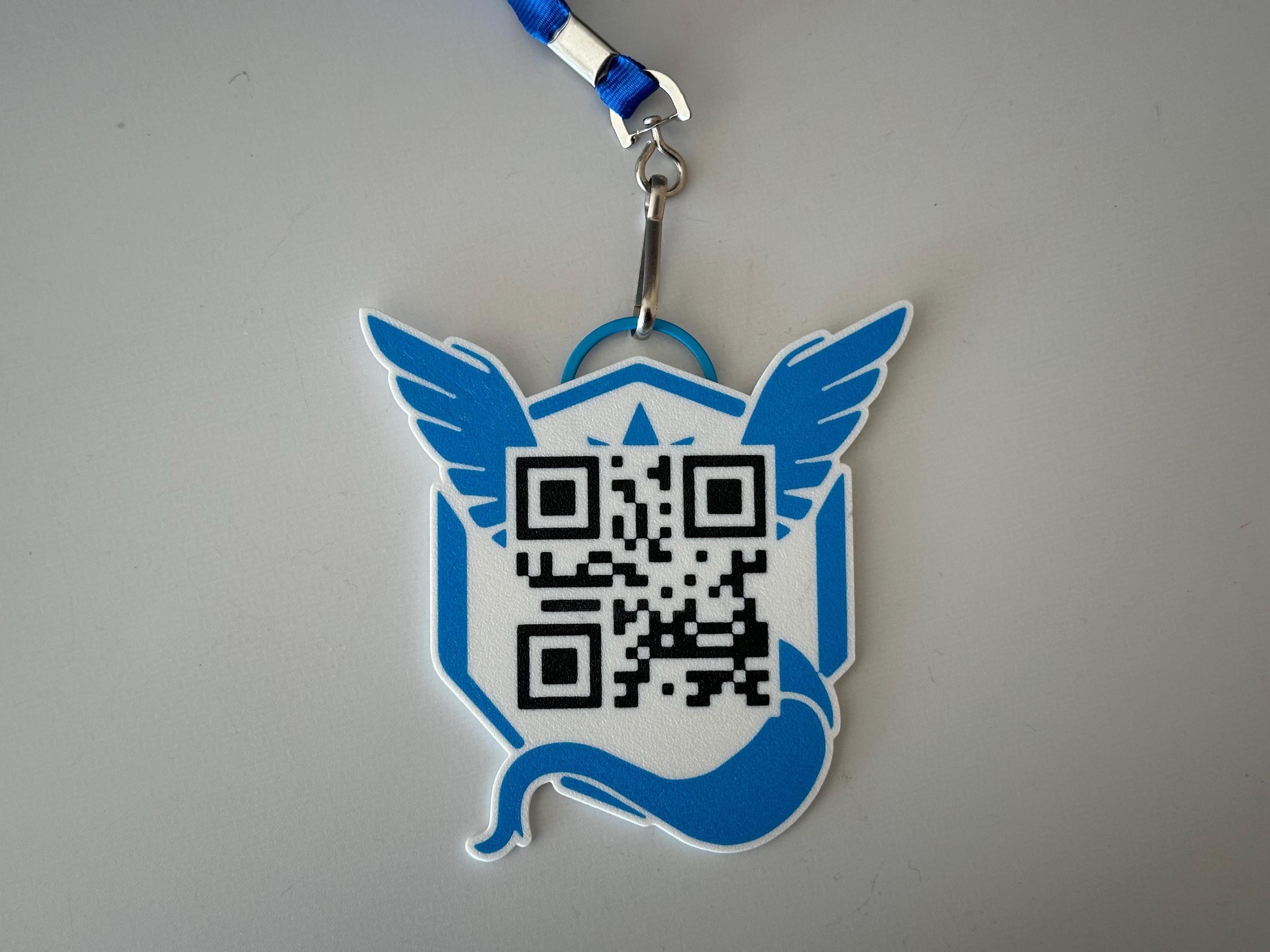 Pokémon GO Trainer Code Badge and Team Lanyard - Custom 3D Printed QR Badge & Team-Themed Lanyard - Necklace - Pokemon - Keychain - Friend