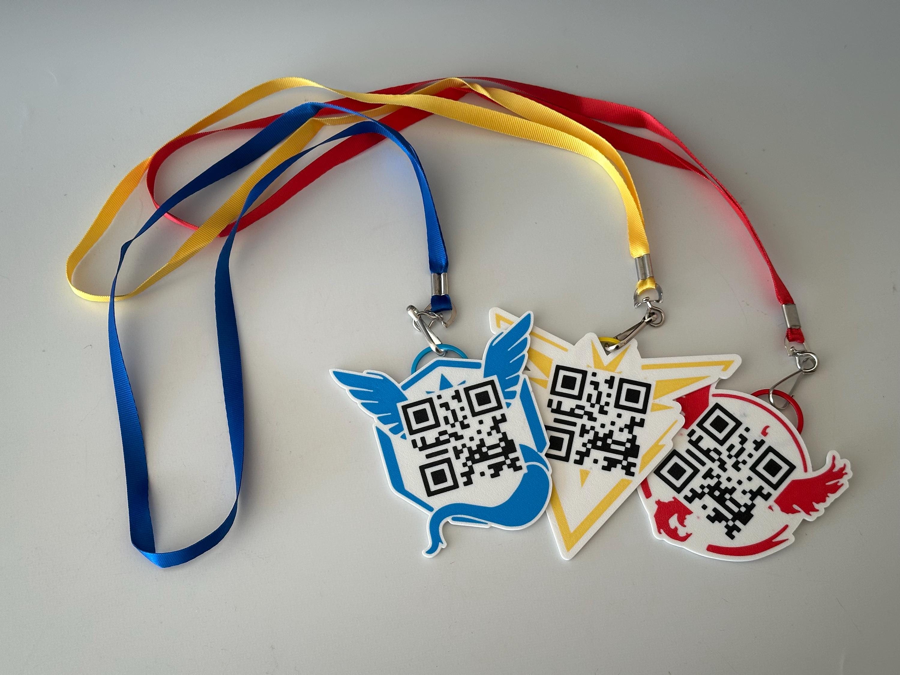 Pokémon GO Trainer Code Badge and Team Lanyard - Custom 3D Printed QR Badge & Team-Themed Lanyard - Necklace - Pokemon - Keychain - Friend